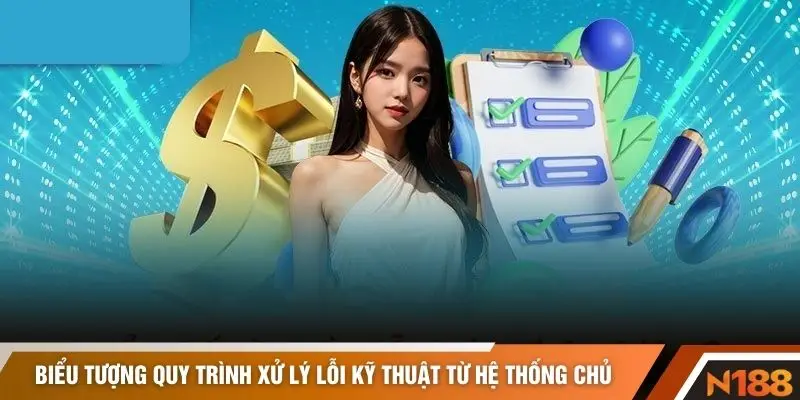 Biểu tượng quy trình xử lý lỗi kỹ thuật từ hệ thống chủ